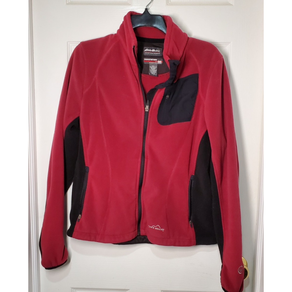 Eddie Bauer Windcutter Fleece Jacket Women’s Red Black Softshell WeatherEdge 365
